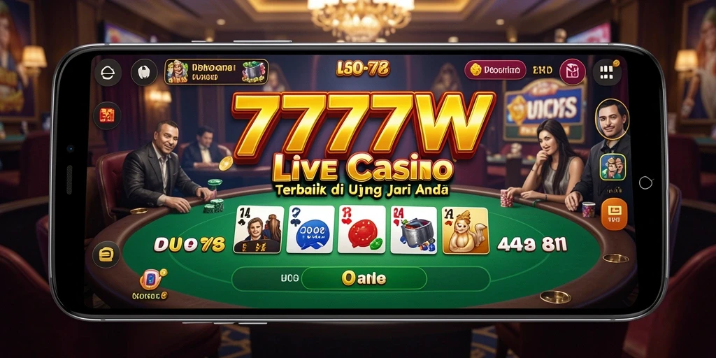 Screenshot gameplay <strong>7777W</strong> yang menunjukkan dealer sedang bermain dengan pemain.