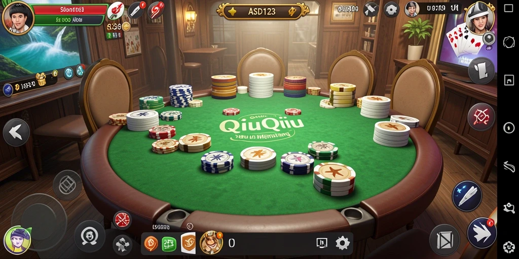 Tampilan gameplay QiuQiu yang seru dan dinamis.