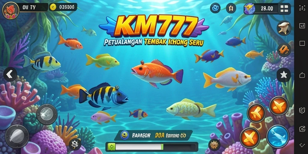 Screenshot permainan KM777 dengan aksi memancing yang seru.