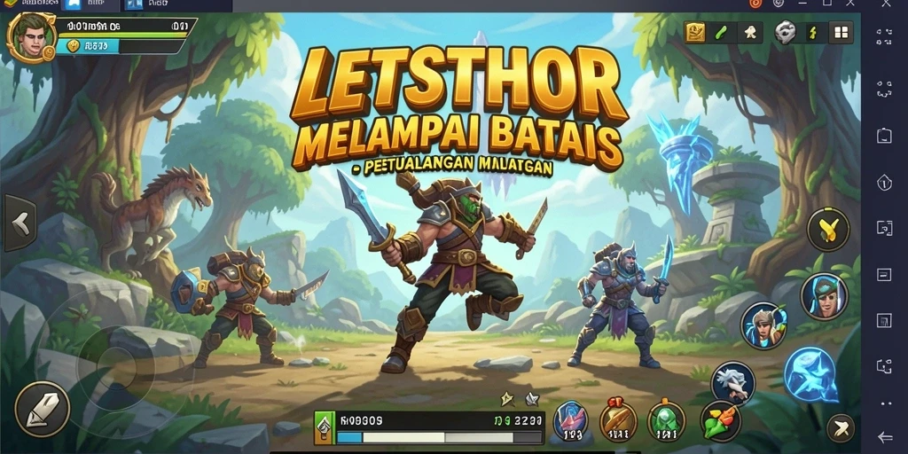 Tampilan gameplay LETSTHOR yang menakjubkan di dunia petualangan.