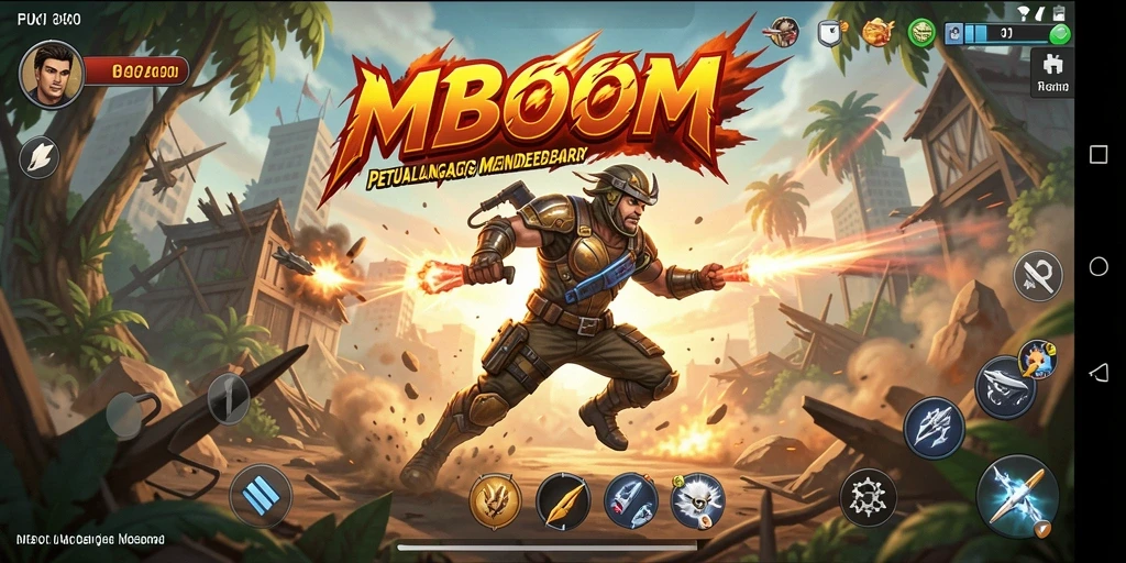 Tampilan gameplay MBOOM yang memukau dan penuh aksi.