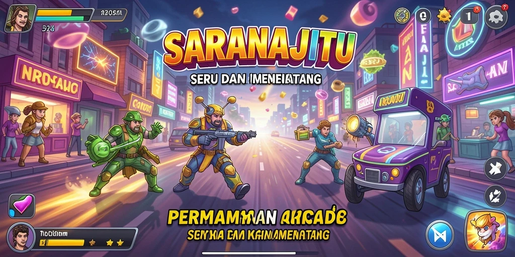 Tampilan gameplay SARANAJITU yang penuh aksi dan seru.