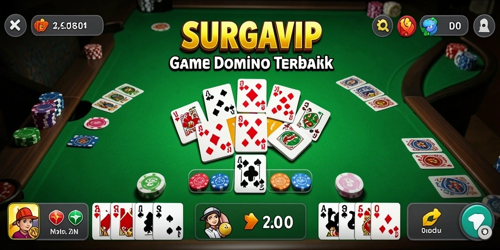 Screenshot gameplay SURGAVIP yang menunjukkan momen seru permainan domino.